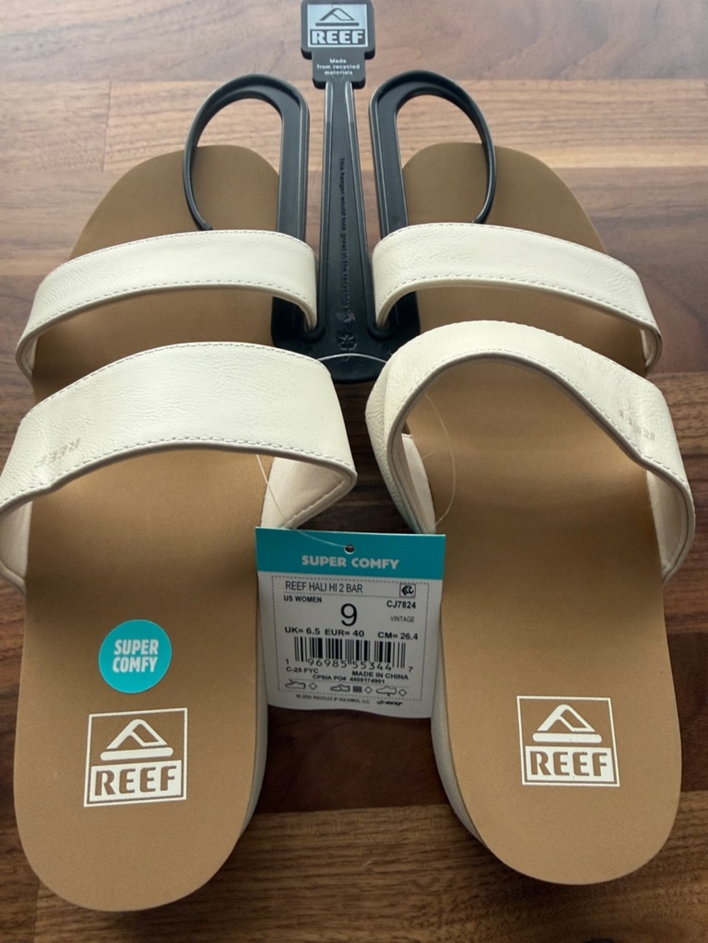 Reef Women's Double-Strap Slide Sandals in White and Tan NWT